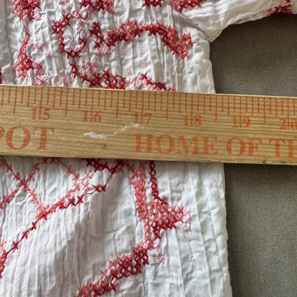 Harve Benard White Red Embroidered Peasant Blouse Boho Cottagecore Top S - Picture 5 of 6